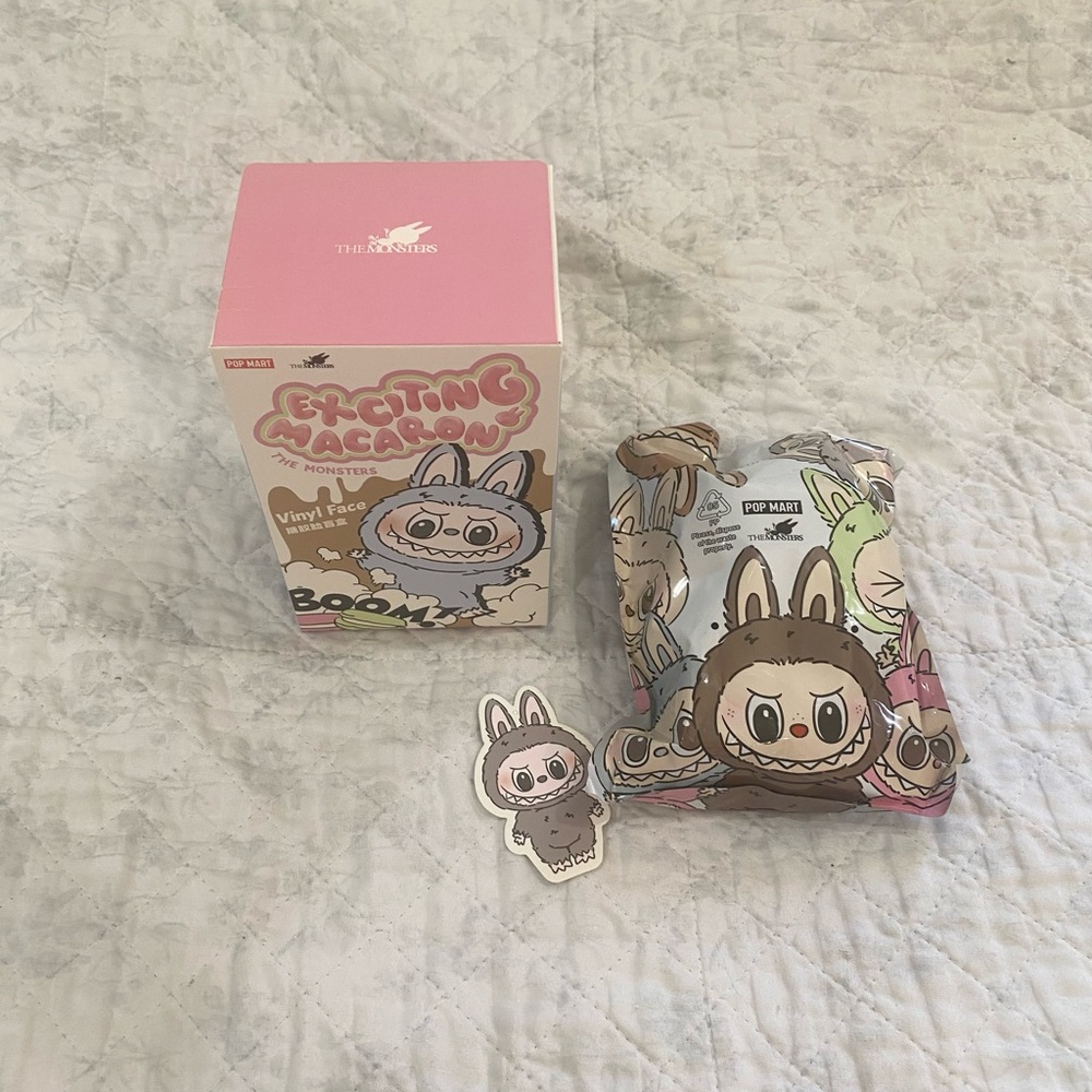 Pop Mart Authentic Labubu Exciting Macaron Toffee Plush Pendant